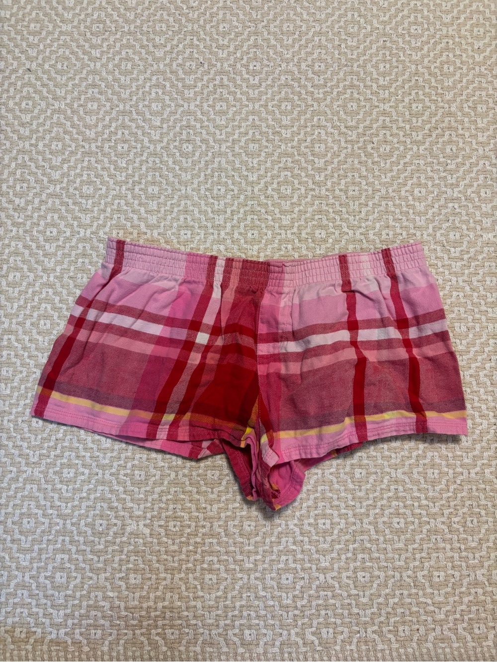 PINK Victoria's Secret Pink Red Plaid Sleep Shorts small 100% cotton